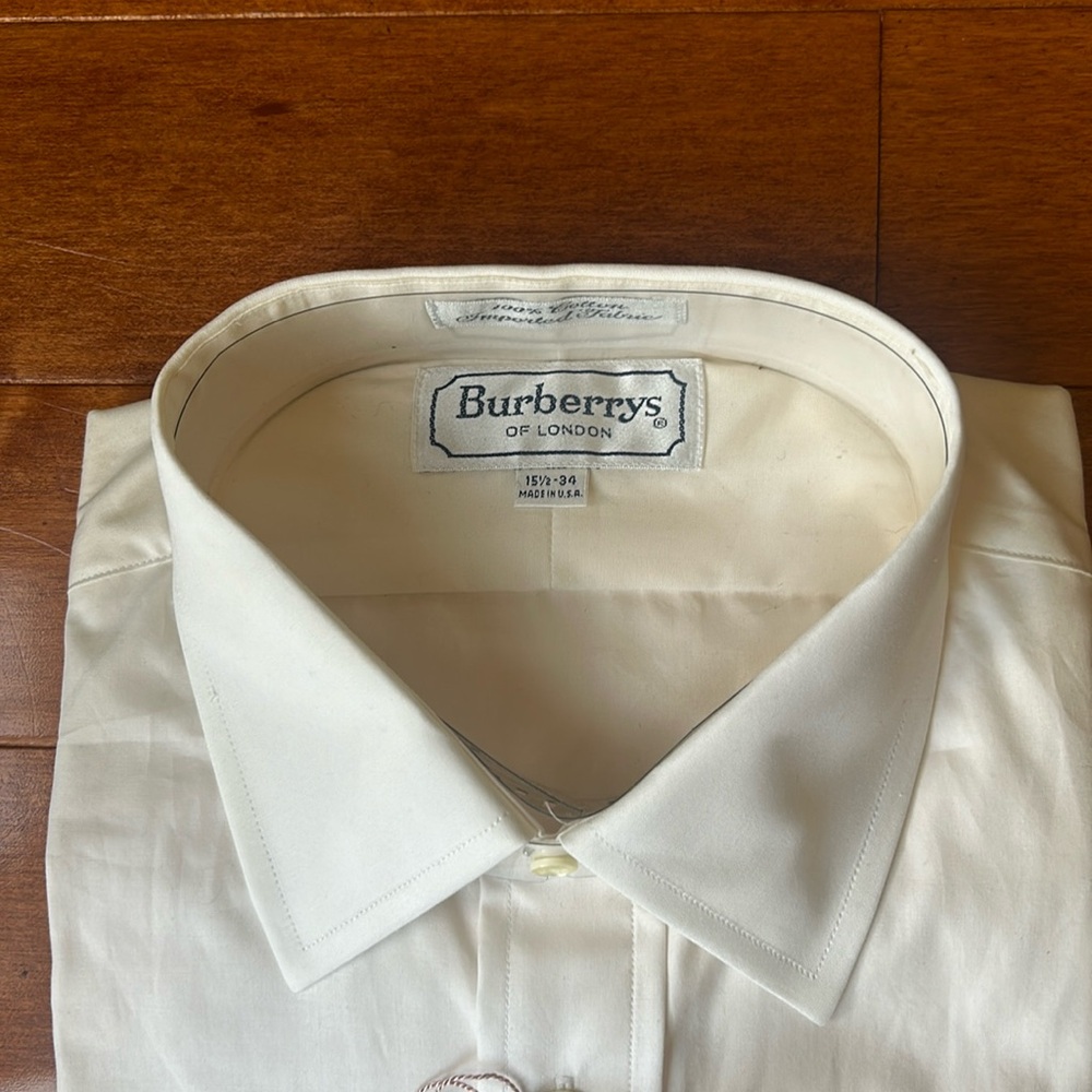NWT Vintage White Burberry Button Down Men's Dress Shirt - Picture 2 of 5
